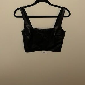 Express black leather crop top